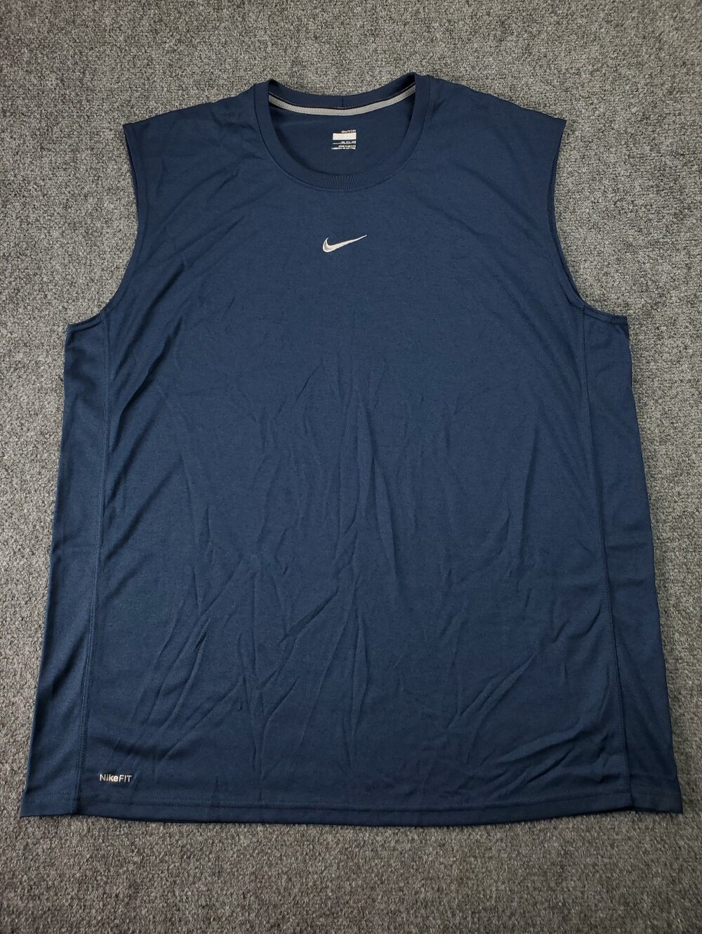 Nike Center Swoosh Tank Top 2XL Sleeveless Shirt Navy Blue Gym Workout Fit Dry